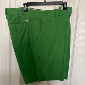 Izod Green Flat Front Shorts Vibrant Summer Essential